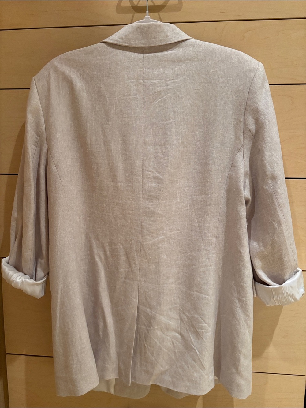 H&M Light Beige Sand color Linen-Blend Oversized Blazer - Picture 3 of 4